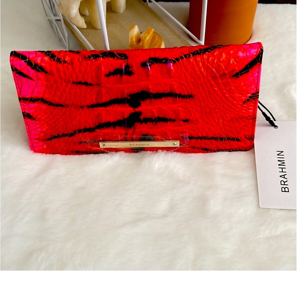 Brahmin ADY Wallet PINK FELINE OMBRÉ Melbourne Bi-Fold Genuine Leather NWT!